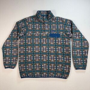 Patagonia Lightweight Synchilla Snap-T Fleece Pullover Women's L Green Geometric